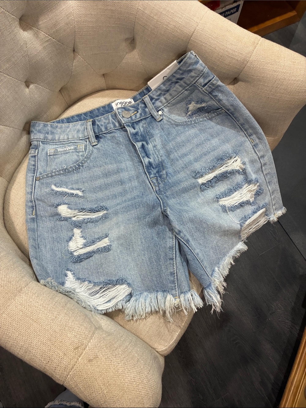 Vintage Light Blue Distressed Denim Shorts